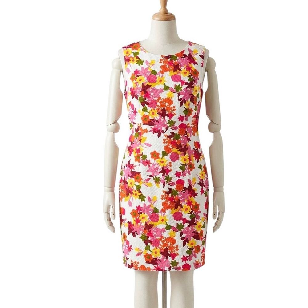 Dress Barn Vibrant Floral Print Sleeveless Sheath Dress Size 14 - Picture 2 of 12